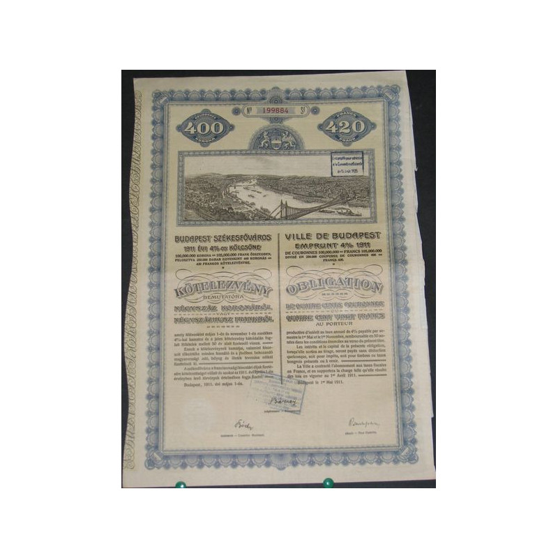 Ville de Budapest - Emprunt 4 % 1911