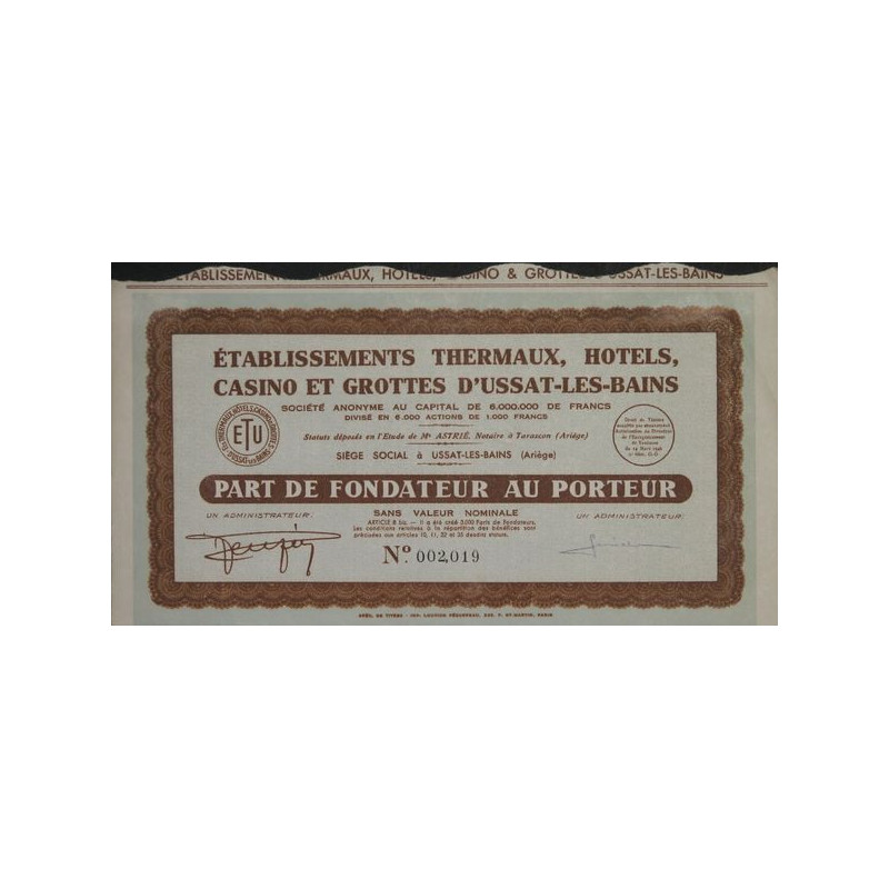Ets Thermaux Hôtels Casino et Grottes d'Ussat-les-Bains (PF)
