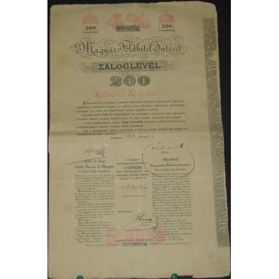 Lettre de gage du Crédit Foncier de Hongrie (200 Cr)