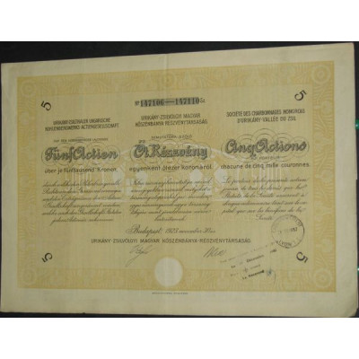 Sté des Charbonnages Hongrois d'Urikany - Vallée du Zsil (5 Act)