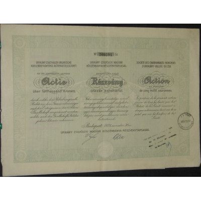 Sté des Charbonnages Hongrois d'Urikany - Vallée du Zsil (1 Act)