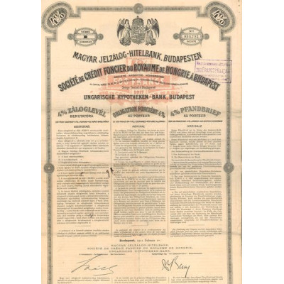 Sté de Crédit Foncier du Royaume de Hongrie à Budapest (Obl Foncière 4 % 500 F)