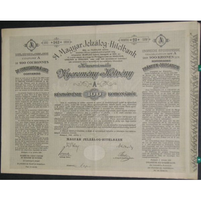 Sté de Crédit Foncier du Royaume de Hongrie (Obl à lots convertie)