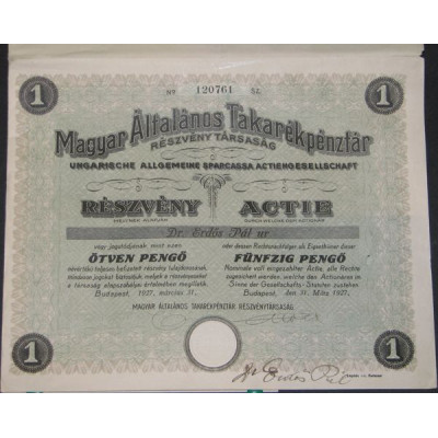 Caisse d'Epargne Générale Hongroise (1 Act)