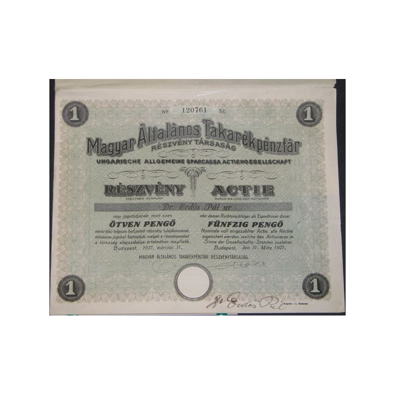 Caisse d'Epargne Générale Hongroise (1 Act)
