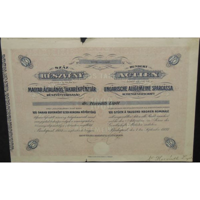 Ungarische Allgemeine Sparcassa - Banque Commerciale Triestina Trieste (100 Act)
