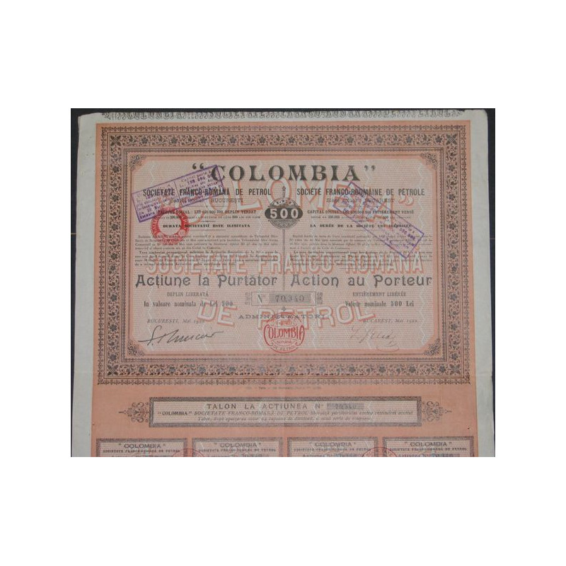 "Colombia" Sté Franco-Romaine de Pétrole