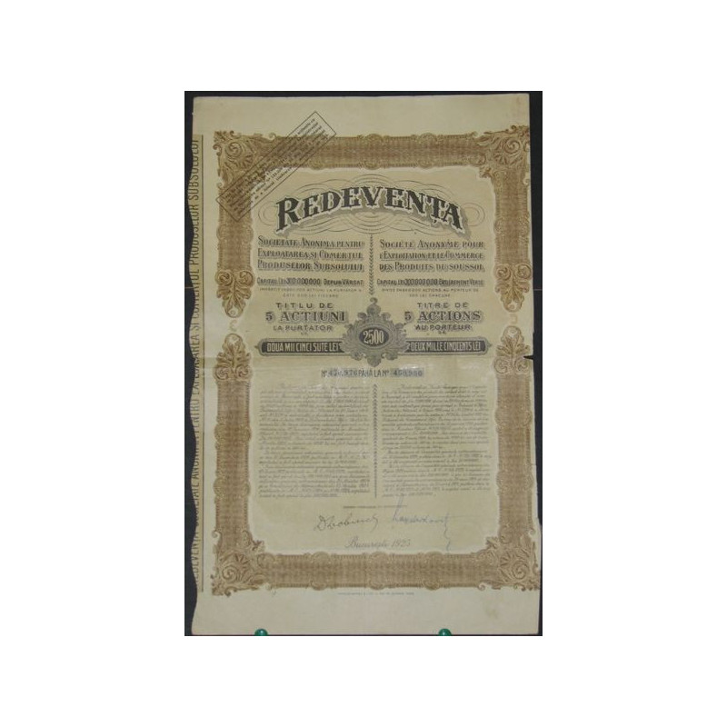 Redeventa - S.A. pour l'Exploitation et le Commerce des Produits du Soussol (5 Act)