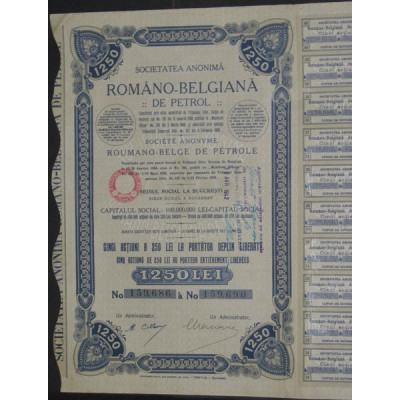 Româno-Belgiana de Petrol (5 Act 250 Lei)