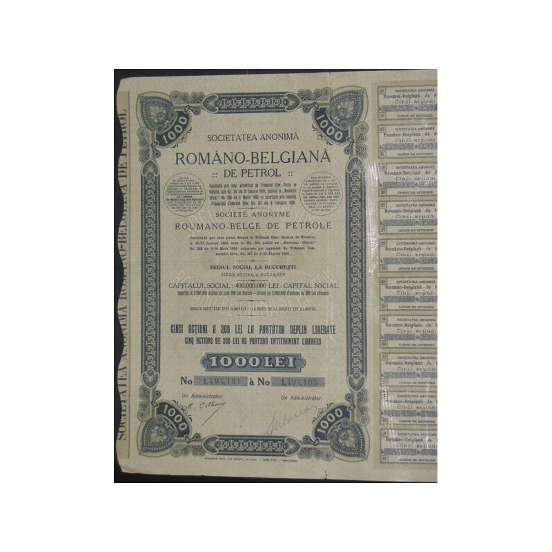 Româno-Belgiana de Petrol (5 Act 200 Lei)