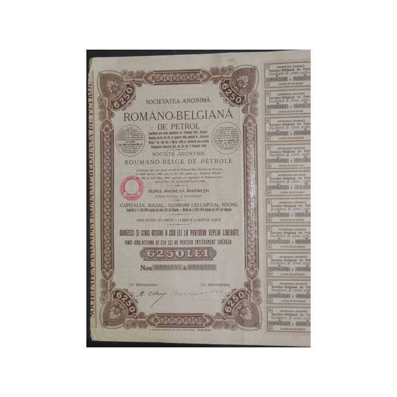 Româno-Belgiana de Petrol (25 Act 250 Lei)