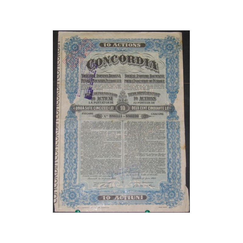 Concordia - S.A. Roumaine pour l'Industrie du Pétrole (10 Act)