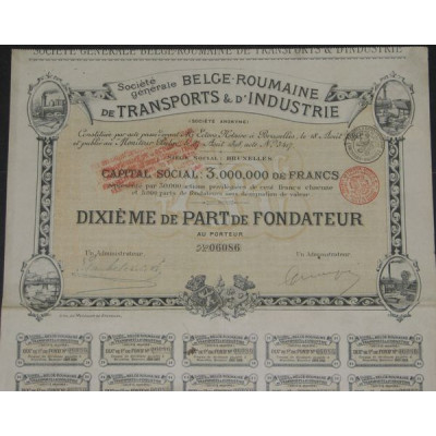 Sté Gale Belge-Roumaine de Transports & d'Industrie (10ème PF)