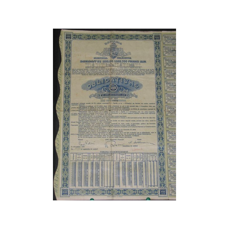 Municipiul Craiova - Imprumut 5 % 1930