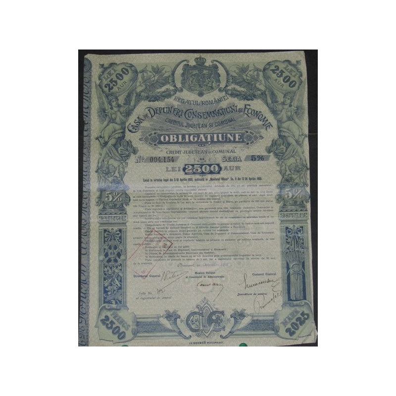 Casa de Depunieri Consemnatiuni si Economie - Creditul Judetean si Comunal 5% - 2500 Lei