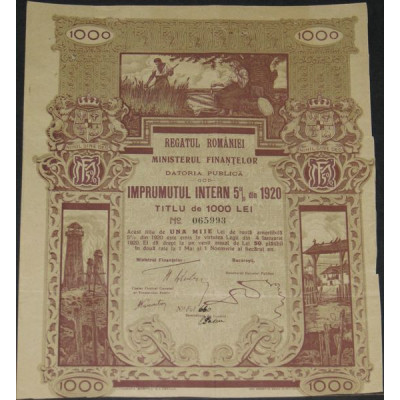 Imprumutul Intern 5 % din 1920 (1000 Lei)