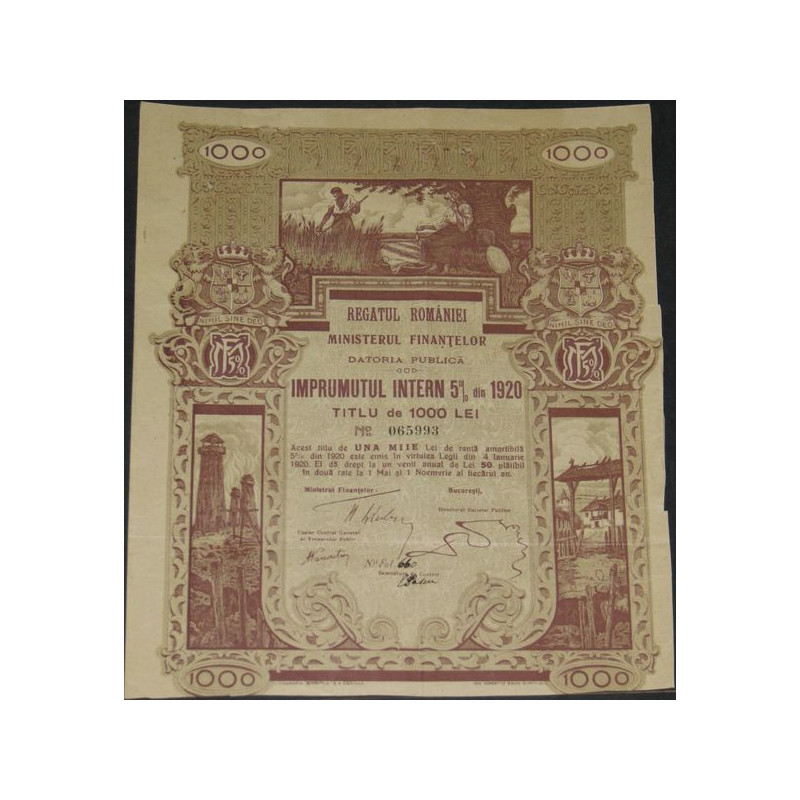 Imprumutul Intern 5 % din 1920 (1000 Lei)