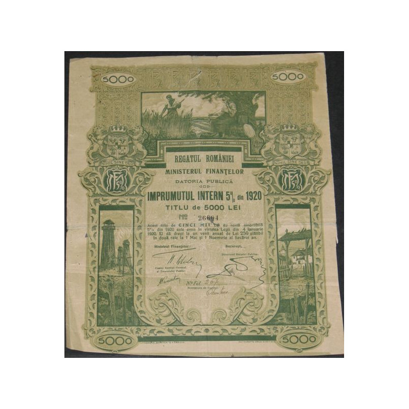 Imprumutul Intern 5 % din 1920 (5000 Lei)