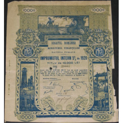 Imprumutul Intern 5 % din 1920 (10000 Lei)