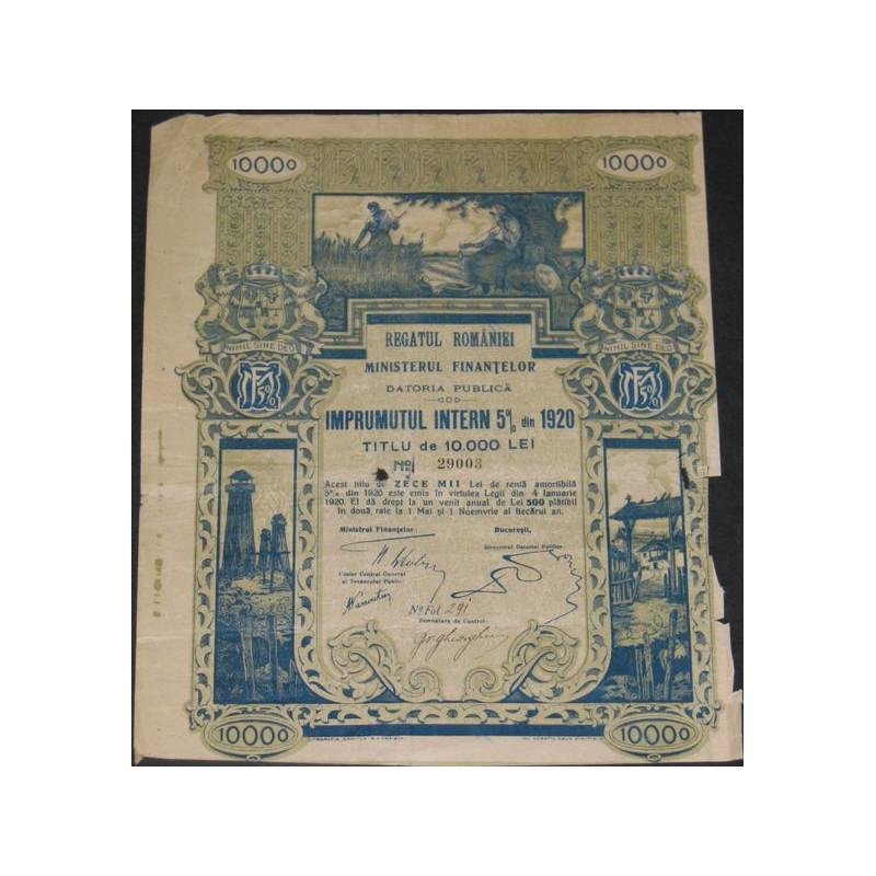 Imprumutul Intern 5 % din 1920 (10000 Lei)