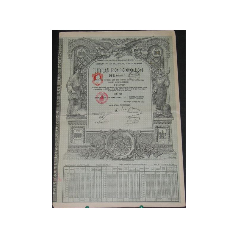 Datoria Publica a Romaniei - Renta 4 1/2 % Amortibila in Aur din 1913