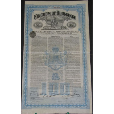 Kingdom of Roumania - Roumanian 4 % Consolidation Loan 1922 (£100)