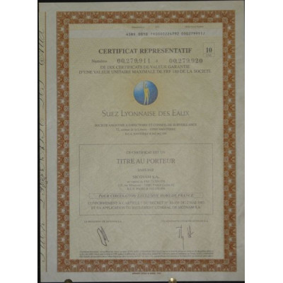 Suez Lyonnaise des Eaux (10 certif)