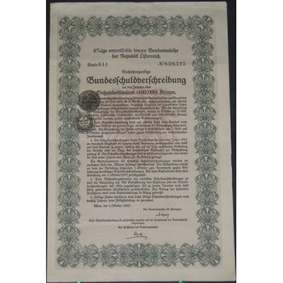 Bundesfchulbberhchreibung 6%ige amortisable innere Bundesanleihe der Républik Osterreich
