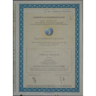 Suez Lyonnaise des Eaux (1 certif)