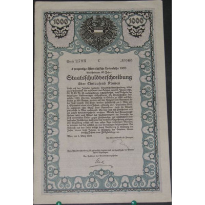 4 % Osterreichissche Losanleihe 1920