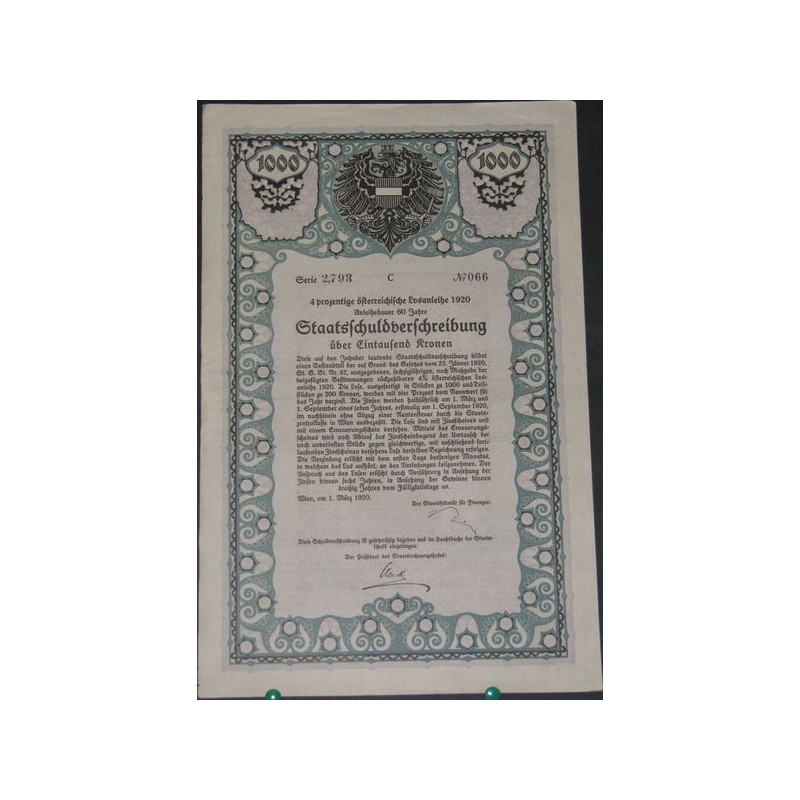 4 % Osterreichissche Losanleihe 1920