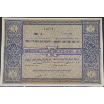 Sté Autrichienne-Hongroise privilégiée des Chemins de Fer de l'Etat (bleue)