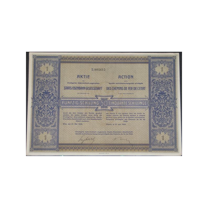 Sté Autrichienne-Hongroise privilégiée des Chemins de Fer de l'Etat (bleue)