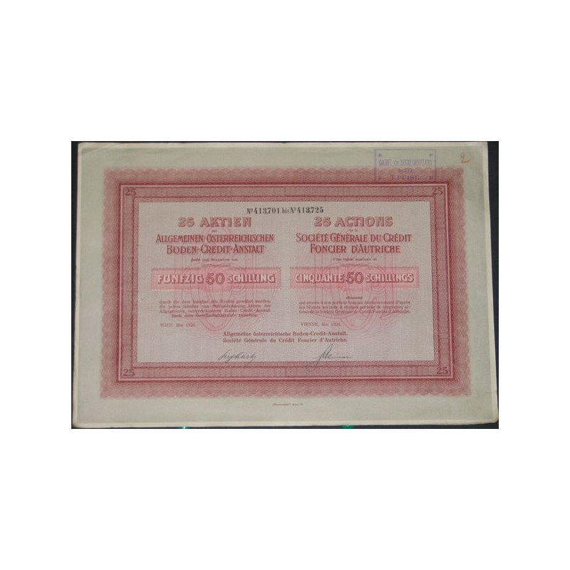 Sté Gale du Crédit Foncier d'Autriche (25 Act)