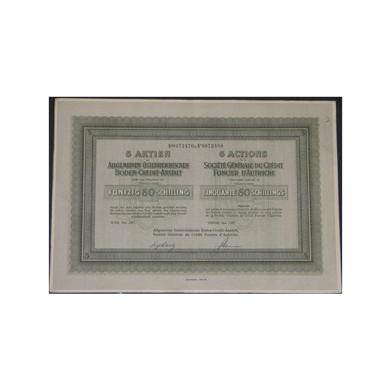 Sté Gale du Crédit Foncier d'Autriche (5 Act)