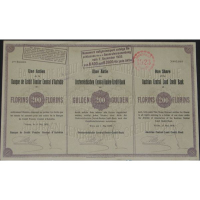Banque de Crédit Foncier Central d'Autriche (200 Fl - 1 Act)