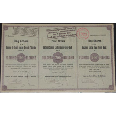 Banque de Crédit Foncier Central d'Autriche (200 Fl - 5 Act)
