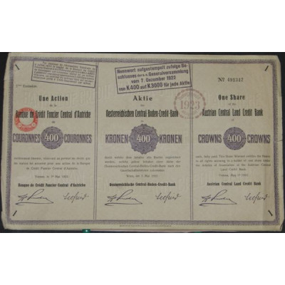 Banque de Crédit Foncier Central d'Autriche (400Cr - 1 Act)