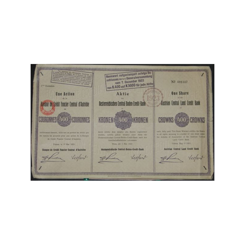Banque de Crédit Foncier Central d'Autriche (400Cr - 1 Act)