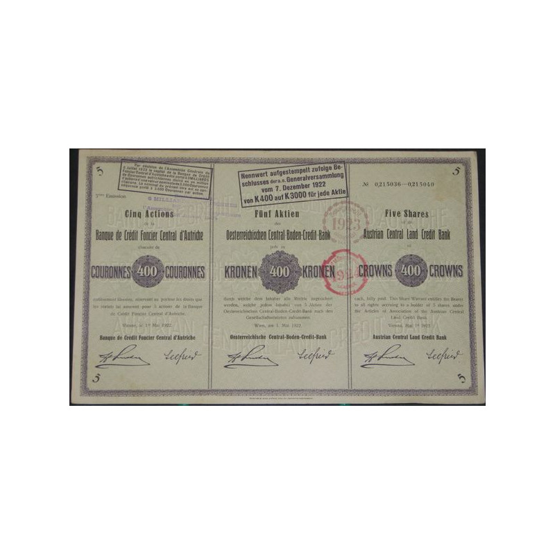 Banque de Crédit Foncier Central d'Autriche (400Cr - 5 Act)(2)