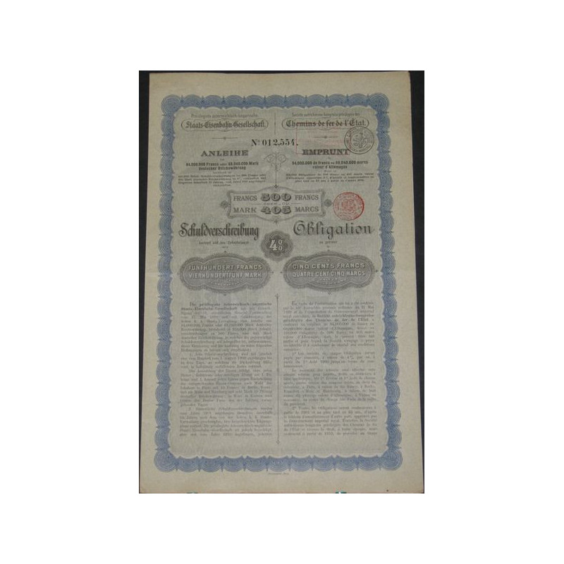 Sté Autrichienne Hongroise privilégiée des Chemins de Fer de l'Etat - Emprunt