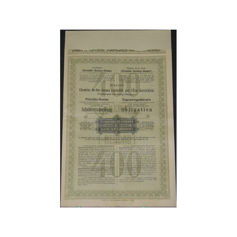 Chemins de Fer locaux exploités par l'Etat Autrichien - Emprunt hypothécaire (1)