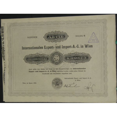 Internationalen Export- und Import-A.-G. in Wien