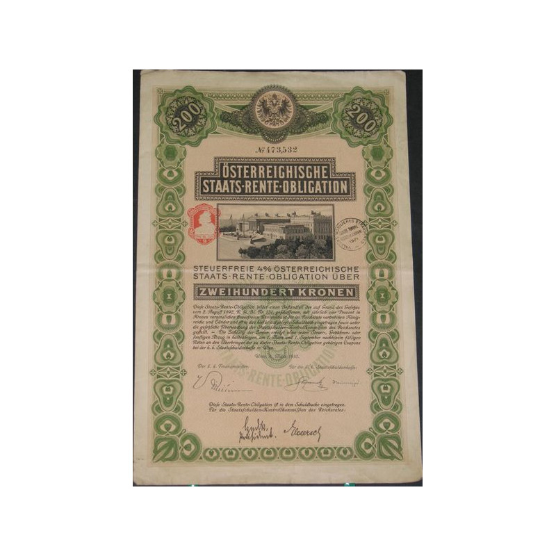 Osterreichische Staats-Renten-Obligation 4 % 200 Kr