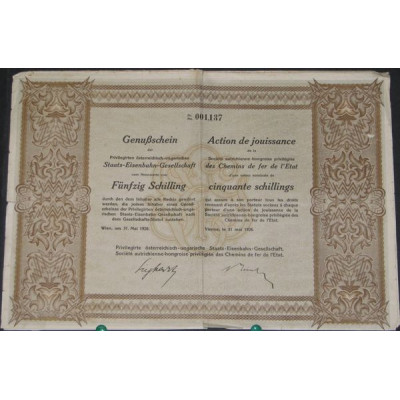 Sté Autrichienne-Hongroise privilégiée des Chemins de Fer de l'Etat (marron)