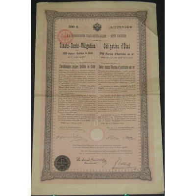 K.K. Osterreichische Staats-Renten-Anleihe - Rente d'Autriche (200 Florins)