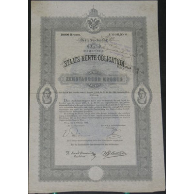 Oesterreichische 3 1/2 % steuerfreie Staats-Rente-Obligation