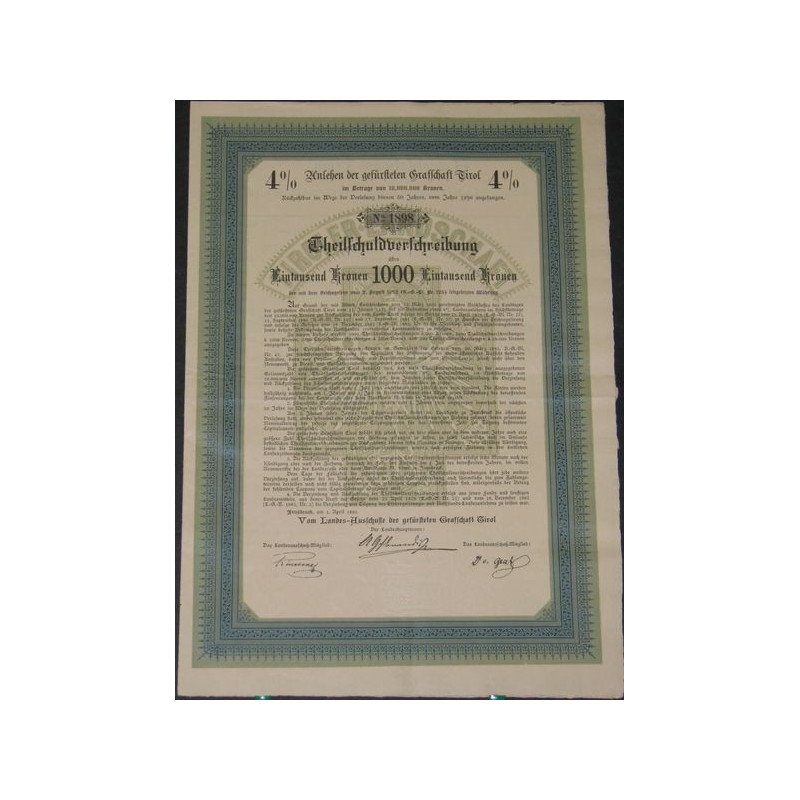 Anlehen der gefürsteten Grafschaft Tirol 4 %