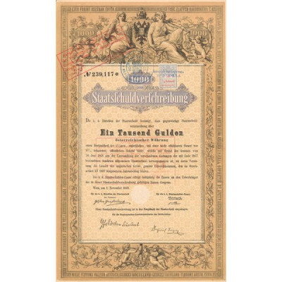 Staatsfchuldverfchreibung 5% 1868 (1000 Florins)
