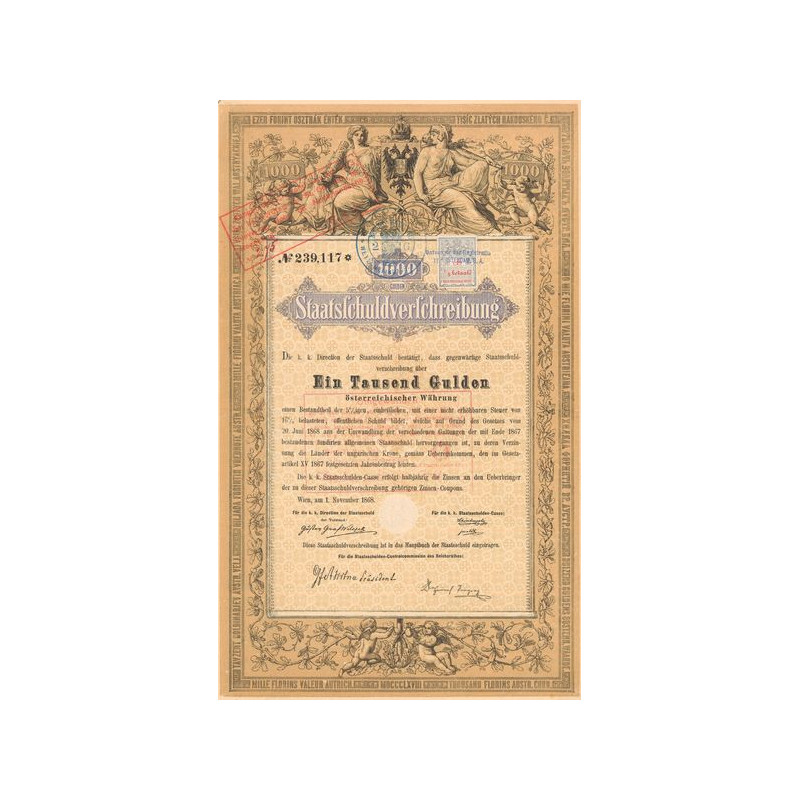 Staatsfchuldverfchreibung 5% 1868 (1000 Florins)
